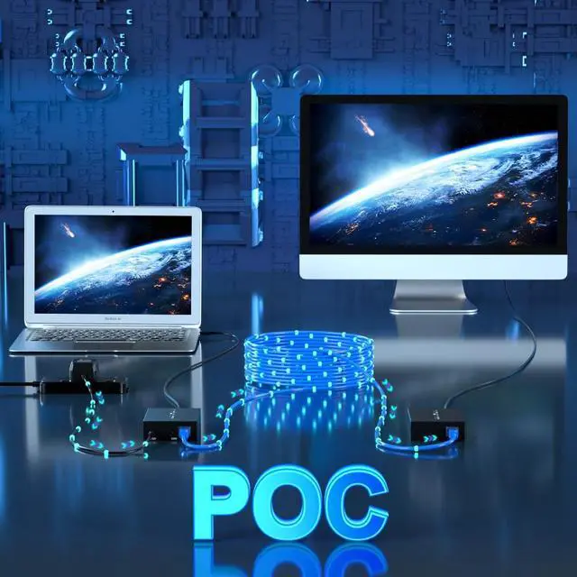 Alt view image 4 of 6 - HDMI USB KVM Extender 50M 1080P HDMI USB Extension Transmit over Cat5e/6 Ethernet Cable with POC Power Supply USB Mouse Keyboard(US Plug)