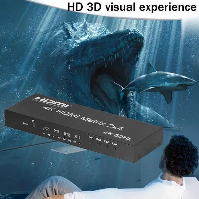 Alt view image 6 of 6 - 4K HDMI Matrix 2 in 4 out Video Matrix Switch 2x4 4K 60Hz for HDMI Splitter Switch Matrix with SPDIF R/L Audio for PC TV Monitor(with US Plug)
(with Retail Package)