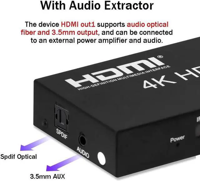 Alt view image 5 of 6 - 4K HDMI Matrix 2 in 4 out Video Matrix Switch 2x4 4K 60Hz for HDMI Splitter Switch Matrix with SPDIF R/L Audio for PC TV Monitor(with US Plug)
(with Retail Package)