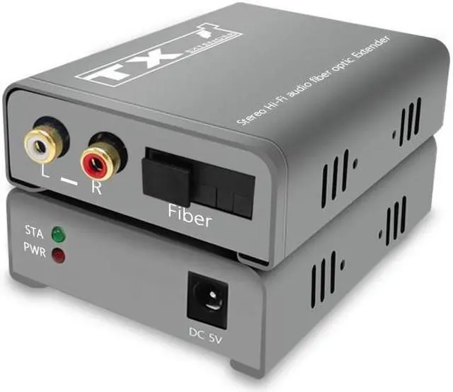 Alt view image 6 of 6 - RCA Audio Fiber Optical Extender over SC fiber cable Cable to 20Km Broadcast Grade RCA Fiber Extension Transceiver for TV System(With UK Plug)