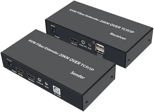Alt view image 4 of 6 - (with US Plug)(1 RX only)20Km HDMI KVM Fiber Extender over SC Fiber Optical Cable HDMI USB to Fiber Extender Transceiver Transmit Support Mouse Keyboard