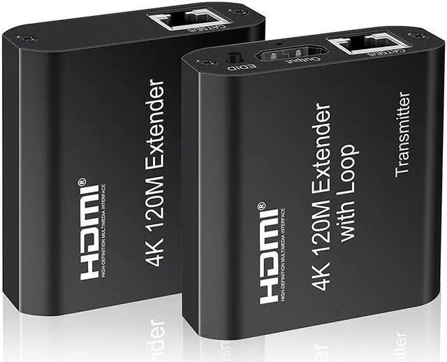 Alt view image 2 of 6 - 4K HDMI Extender 120M with Loop HDMI Ethernet Extender over CAT5e/6 HDMI to Rj45 Extender with Audio EDID for PS5 HDTV PC Laptop(with EU Plug)