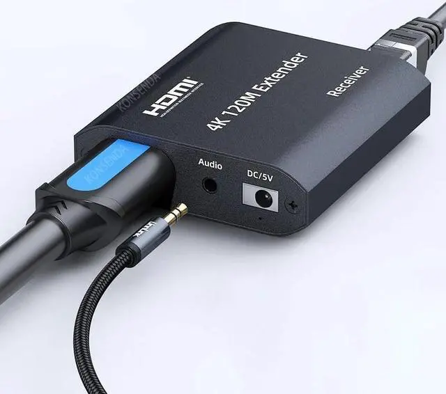 Alt view image 5 of 6 - 4K HDMI Extender 120M with Loop HDMI Ethernet Extender over CAT5e/6 HDMI to Rj45 Extender with Audio EDID for PS5 HDTV PC Laptop(with EU Plug)