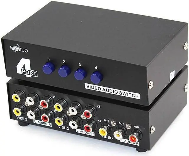 Alt view image 2 of 6 - AV Switch 4x1 2x1 8x1 RCA Switcher 4 in 1 Out Signa Composite Video L/R Stereo Audio Selector Box for DVD STB Game Consoles(8x1)