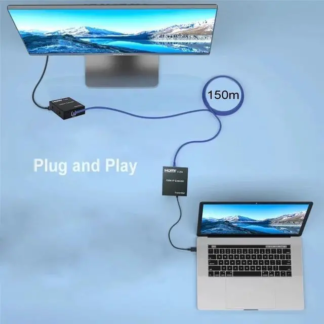 Alt view image 4 of 6 - (With AU Plug)(Only 1 RX)150M HDMI Extender over IP Rj45 Cat5e/6 1080P HDMI Ethernet Extender Support one TX to many RX with Loop-out for PC HDTV Monitor