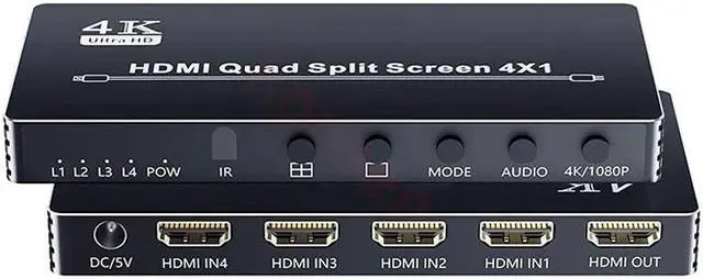 Alt view image 6 of 6 - 4K HDMI Quad Multiviewer 4x1 1080P HDMI Screen Multi-Viewer Seamless Switcher 4 in 1 out Screen Segmentation Video Multiplexer(with AU Plug)