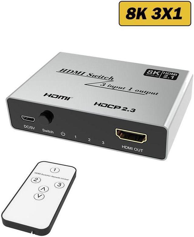 High-End 3-Port 8K/60Hz HDMI Switch (3x1 HDMI 2.1 Switch)