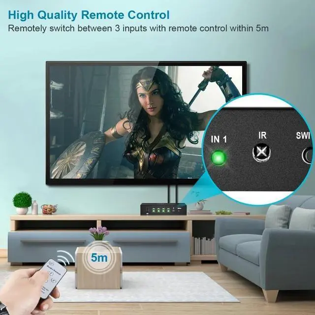 Alt view image 4 of 6 - 4 Port SPDIF Toslink Audio Switch 4x1 Digital Optical Audio Selector Switcher 4 in 1 out with IR Control for Blu-ray player DVD(with AU Plug)