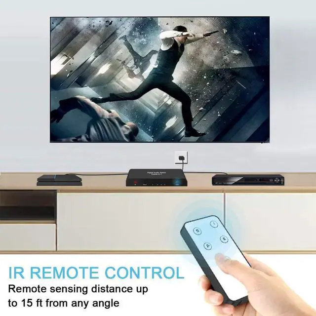 Alt view image 5 of 6 - 4 Port SPDIF Toslink Audio Switch 4x1 Digital Optical Audio Selector Switcher 4 in 1 out with IR Control for Blu-ray player DVD(with AU Plug)