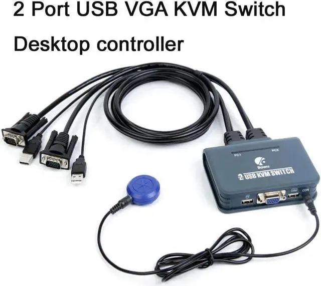 Alt view image 4 of 6 - 2x1 VGA KVM Switch 1080P VGA USB KVM Selector Switch 2 in 1 out with Cable for 2 Computer share 1 kit USB Keyboard Mouse Monitor