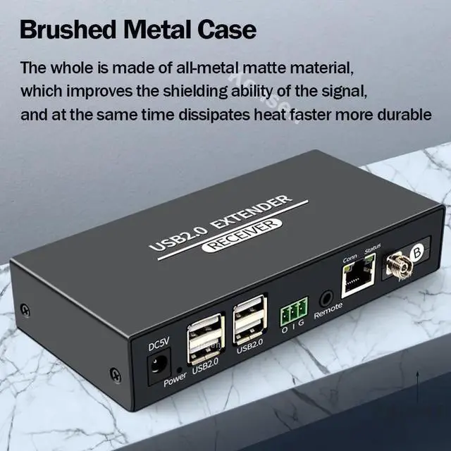 Alt view image 4 of 6 - USB 2.0 Fiber Extender over Single FC Fiber Optical to 20Km 4 Port USB HUB Extender 100M via CAT6 Support Webcam Camera Printer(With AU Plug)