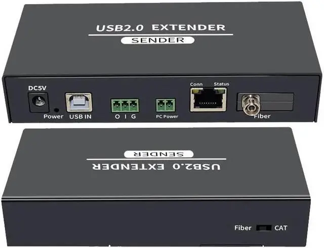 Alt view image 6 of 6 - USB 2.0 Fiber Extender over Single FC Fiber Optical to 20Km 4 Port USB HUB Extender 100M via CAT6 Support Webcam Camera Printer(With AU Plug)