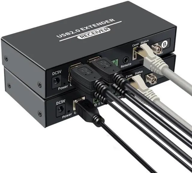 Alt view image 3 of 6 - USB 2.0 Fiber Extender over Single FC Fiber Optical to 20Km 4 Port USB HUB Extender 100M via CAT6 Support Webcam Camera Printer(With AU Plug)