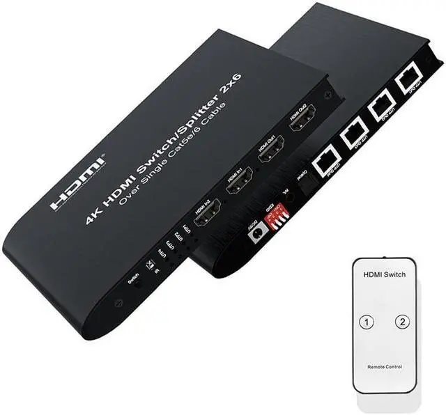 Alt view image 5 of 6 - (AU Plug)(1 Pcs 2x6)4K HDMI Switch Splitter Extender 2x6 over Ethernet Cat5e/6 100M HDMI Switch 2 in 6 out with 2 Loop-out + 4 Channel RJ45 UTP out