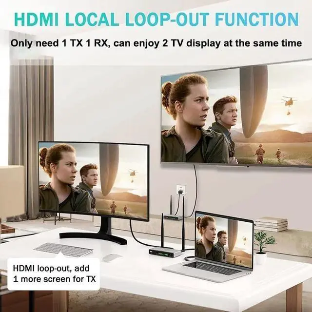Alt view image 5 of 6 - (EU Plug)(One TX and One RX)200M Wireless HDMI Extender 1080P Wifi HDMI KVM Extender Wireless Video USB transmitter with Loop-out IR Support Keyboard Mouse