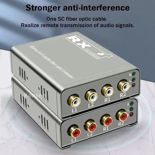 Alt view image 5 of 6 - 20Km Hifi RCA Audio Optical Fiber Extender Transcever over SC Fiber Optic Cable 4 Channel RCA to Fiber Audio Extension Transmit(With UK Plug)
(TX and RX)