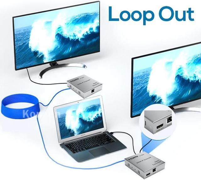 Alt view image 5 of 6 - (With EU Plug)(1 TX and 1 RX)200M HDMI Matrix Extender over IP UTP CAT5e/6 RJ45 1080P HDMI IP Splitter Extender via Ethernet Switch Support One TX to Many RX