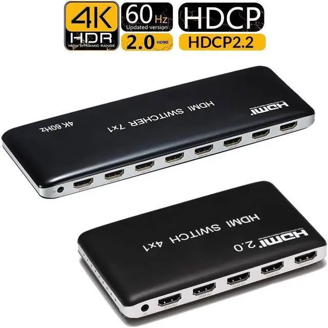 Alt view image 2 of 6 - 4K 60Hz HDMI Switch 7x1 4x1 3x1 HDMI 2.0 Switcher Video Selector 7 in 1 out Support HDR HDCP2.2 for PS3 XBOX DVD PC HDTV Monitor(AU Plug)
(HDMI Switch 7x1)