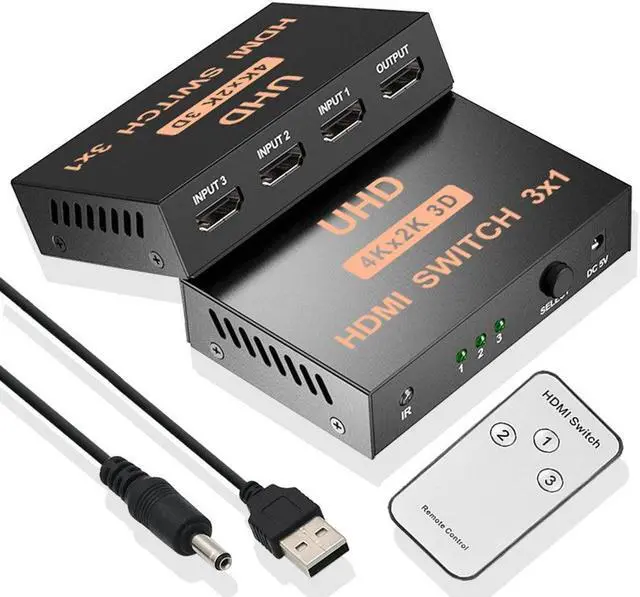 Alt view image 2 of 6 - HDMI Switch 5 in 1 out with IR Remote Control 4Kx2K 5 Port HDMI Switcher Selector Box for Xbox PS4 DVD PC Laptop to Monitor HDTV