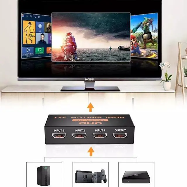 Alt view image 4 of 6 - HDMI Switch 5 in 1 out with IR Remote Control 4Kx2K 5 Port HDMI Switcher Selector Box for Xbox PS4 DVD PC Laptop to Monitor HDTV