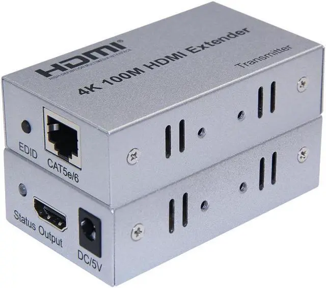 Alt view image 6 of 6 - 4K HDMI Extender 100M over Single Cat5E/6 Cable HDMI Ethernet Extender Transmit Extension Repeater with EDID for PC HDTV Laptop(with US Plug)
