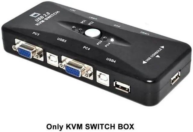 Main image of 4 Port VGA KVM Switcher 4x1 VGA USB VGA Switch 4 in 1 out support Printer Mouse Keyboard Share 1920*1440 VGA Switch Box Adapter(only 1 KVM)