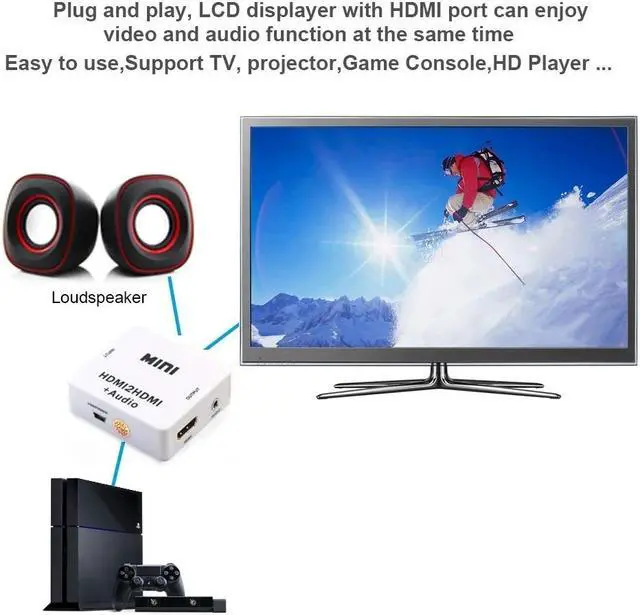 Alt view image 4 of 6 - 1080P HDMI Audio Extractor Converter HDMI to HDMI with 3.5mm Audio out Splitter HDMI Digital to Analog 3.5mm Extractor Converter