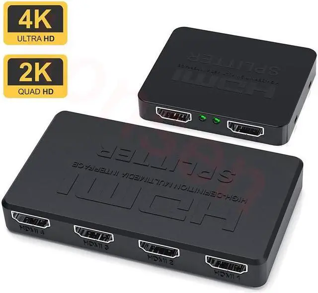 Alt view image 2 of 6 - 4K HDMI Splitter 1x4 1x2 HDMI Video Splitter 1 in 4 out HDMI Distributor 1x2 Amplifier Dual Display for PS4/5 Apple HDTV XBox PC(1 in 4 out)