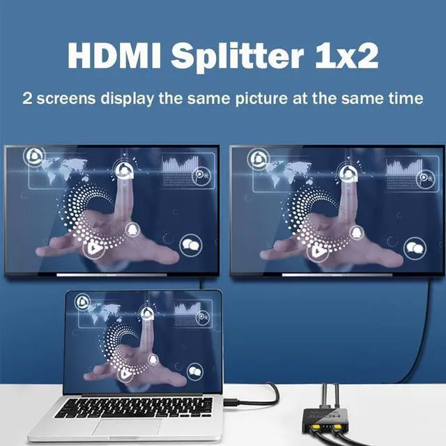 Alt view image 4 of 6 - 4K HDMI Splitter 1x4 1x2 HDMI Video Splitter 1 in 4 out HDMI Distributor 1x2 Amplifier Dual Display for PS4/5 Apple HDTV XBox PC(1 in 4 out)