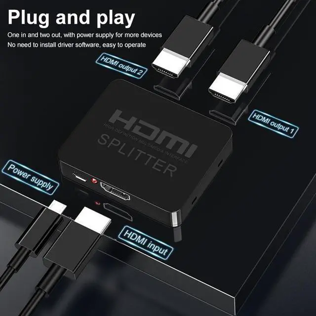 Alt view image 6 of 6 - 4K HDMI Splitter 1x4 1x2 HDMI Video Splitter 1 in 4 out HDMI Distributor 1x2 Amplifier Dual Display for PS4/5 Apple HDTV XBox PC(1 in 4 out)
