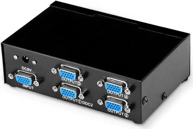 Alt view image 6 of 6 - 4 Port VGA Splitter 1 In 4 Out 1080P VGA Distributor Splitter 1x4 Video Screen Duplication Converter Support 200MHz Bandwidth(US Plug)