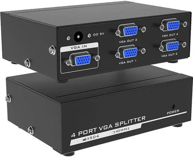 Alt view image 4 of 6 - 4 Port VGA Splitter 1 In 4 Out 1080P VGA Distributor Splitter 1x4 Video Screen Duplication Converter Support 200MHz Bandwidth(US Plug)