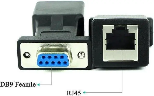 Alt view image 3 of 6 - DB9 RS232 Female Port to RJ45 Female Connector DB9 Serial Port Extender to LAN CAT5 CAT6 RJ45 Network Ethernet Cable Adapter(1 Female 1 Male)