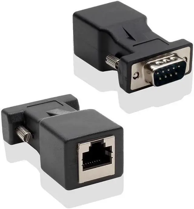 Alt view image 4 of 6 - DB9 RS232 Female Port to RJ45 Female Connector DB9 Serial Port Extender to LAN CAT5 CAT6 RJ45 Network Ethernet Cable Adapter(1 Female 1 Male)