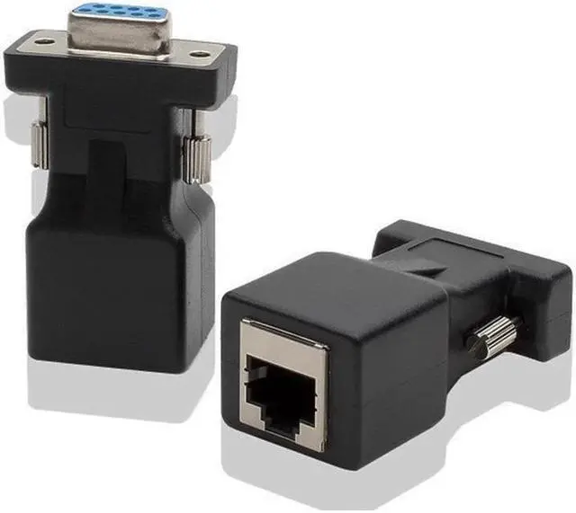 Alt view image 6 of 6 - DB9 RS232 Female Port to RJ45 Female Connector DB9 Serial Port Extender to LAN CAT5 CAT6 RJ45 Network Ethernet Cable Adapter(1 Female 1 Male)