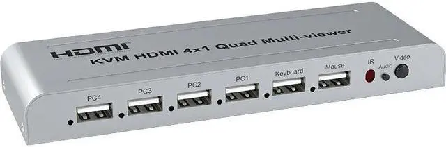 Main image of KVM HDMI 4X1 Quad Multi Viewer Switch 4 In 1 Out Vedio Processor Screen Multiviewer Seamless 1080P Supports USB Keyboard Mouse(With EU Plug)