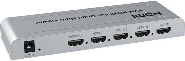 Alt view image 6 of 6 - KVM HDMI 4X1 Quad Multi Viewer Switch 4 In 1 Out Vedio Processor Screen Multiviewer Seamless 1080P Supports USB Keyboard Mouse(With EU Plug)