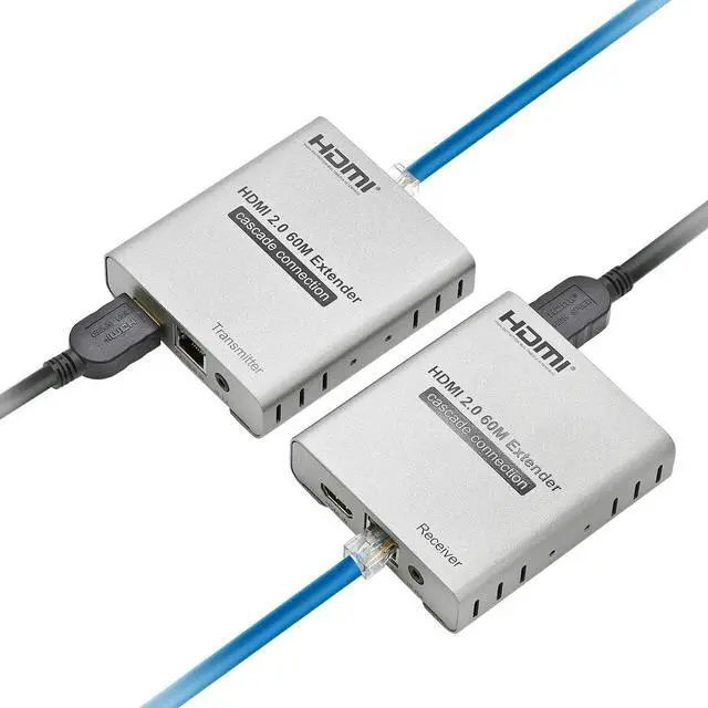 Alt view image 6 of 6 - 4K 60HZ HDMI Extender Over Cat6/7 RJ45 Ethernet Cable to 60M HDMI 2.0 Cascade Connection Extender Support HDR YUV 4:4:4 HDCP2.2