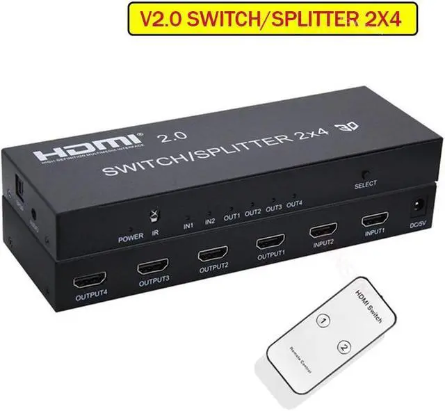 Main image of 2x8 HDMI Switcher Splitter 4K HDMI splitter 1 to 8 Screen Mirror Video Selector 2x4 Converter with Remote for HDTV PC Projector(EU Plug)
(V2.0 2x4)