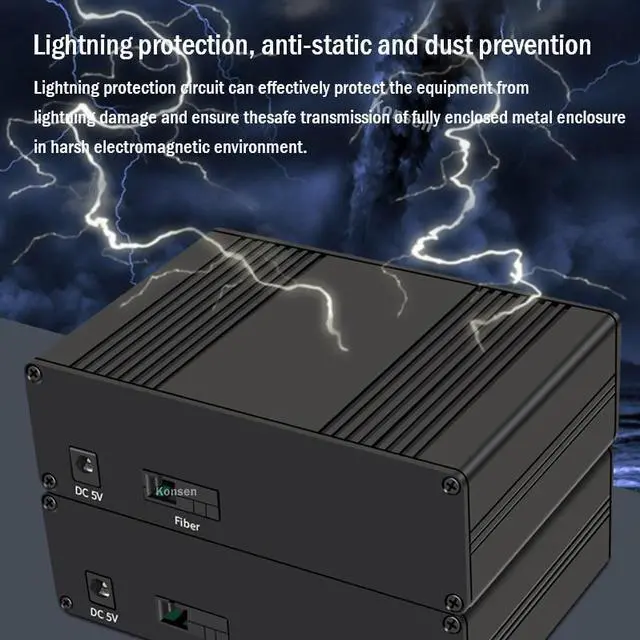 Alt view image 5 of 6 - 20Km 4 CH Audio Fiber Extender over SC Fiber Optical Cable Balanced Fiber Extender Transceiver Audio Extension Transmit(With EU Plug)