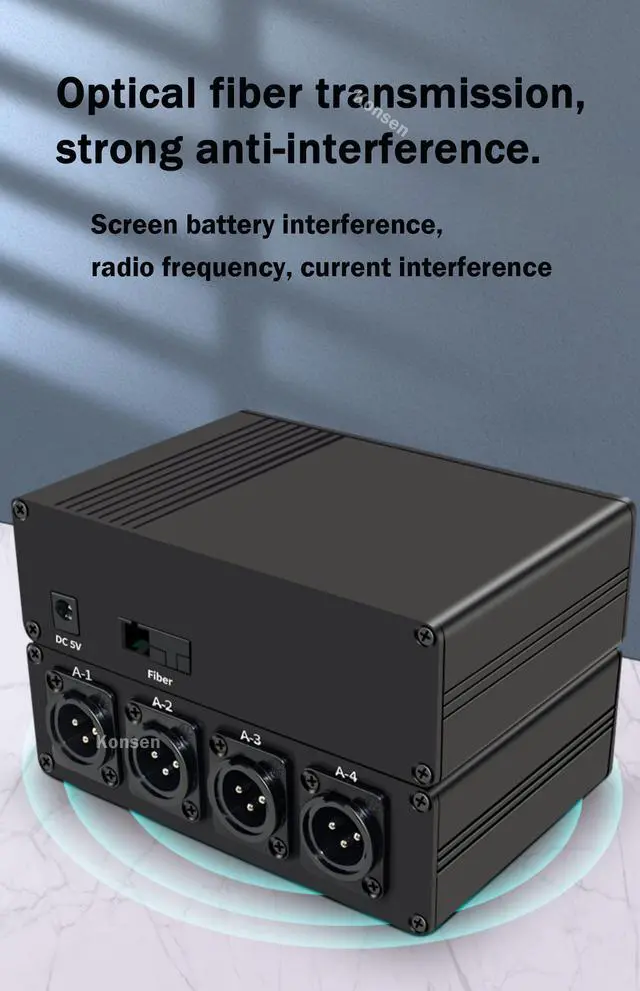 Alt view image 6 of 6 - 20Km 4 CH Audio Fiber Extender over SC Fiber Optical Cable Balanced Fiber Extender Transceiver Audio Extension Transmit(With EU Plug)