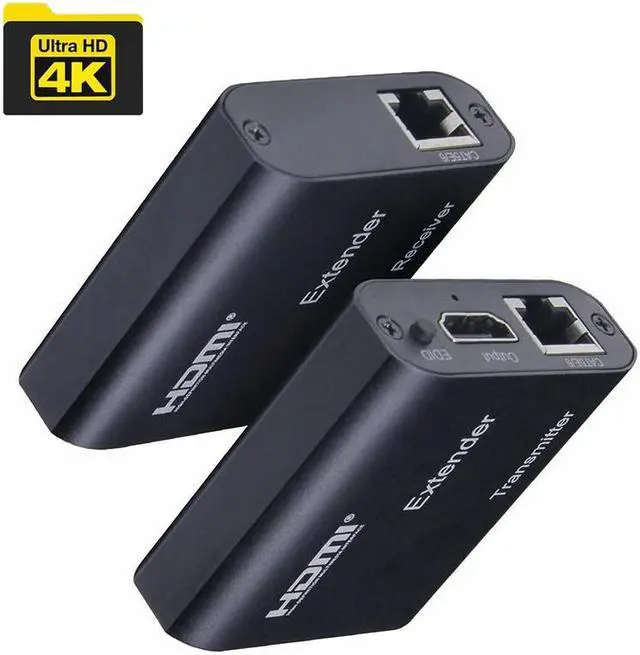 Alt view image 2 of 6 - 4K HDMI Extender over Single Rj45 Cat5e/6 Cable 120M with Audio 1080P 60M HDMI Ethernet Extender with EDID for PC Laptop PS4 TV(USB Power Cable)
(4K 120M)