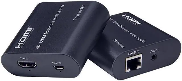 Alt view image 5 of 6 - 4K HDMI Extender over Single Rj45 Cat5e/6 Cable 120M with Audio 1080P 60M HDMI Ethernet Extender with EDID for PC Laptop PS4 TV(USB Power Cable)
(4K 120M)