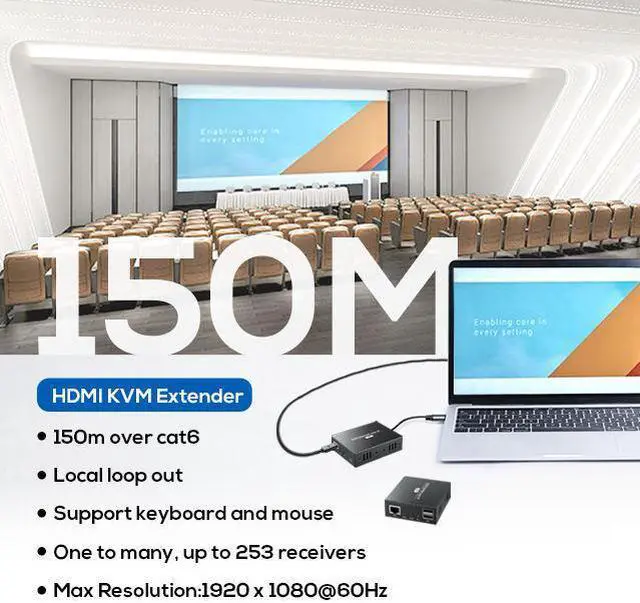 Alt view image 2 of 6 - (With UK Plug)(only 1 RX)150M IP HDMI KVM Extender over IP UTP/STP Cat5e/6 RJ45 Ethernet Cable 1080P 60Hz HDMI USB Extender Support via Network Switch