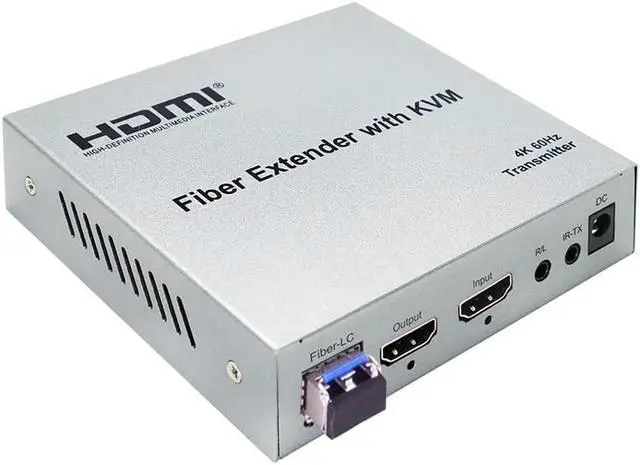 Main image of 20Km 4K 60Hz HDMI KVM Fiber Extender over LC Fiber Optic Cable HDMI over Fiber USB KVM Extender with SFP Support Keyboard Mouse(US Plug)