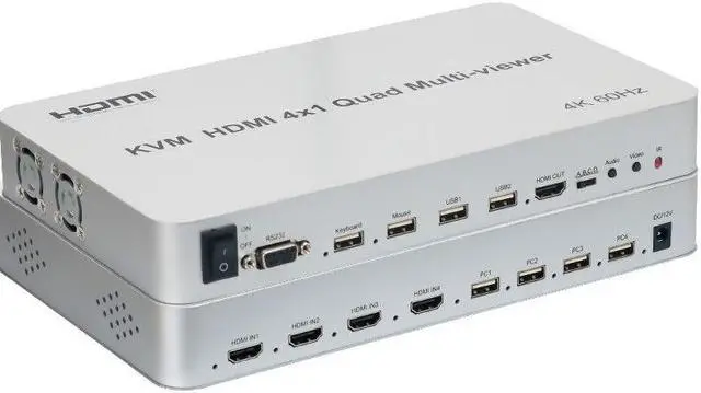 Alt view image 6 of 6 - KVM HDMI Multi-viewer 4X1 4K 60Hz HDMI KVM Quad Screen Segmentation 1080P Multiviewer MultiViewer Seamless Switch for PC to HDTV(US Plug)
(1080P 60Hz)