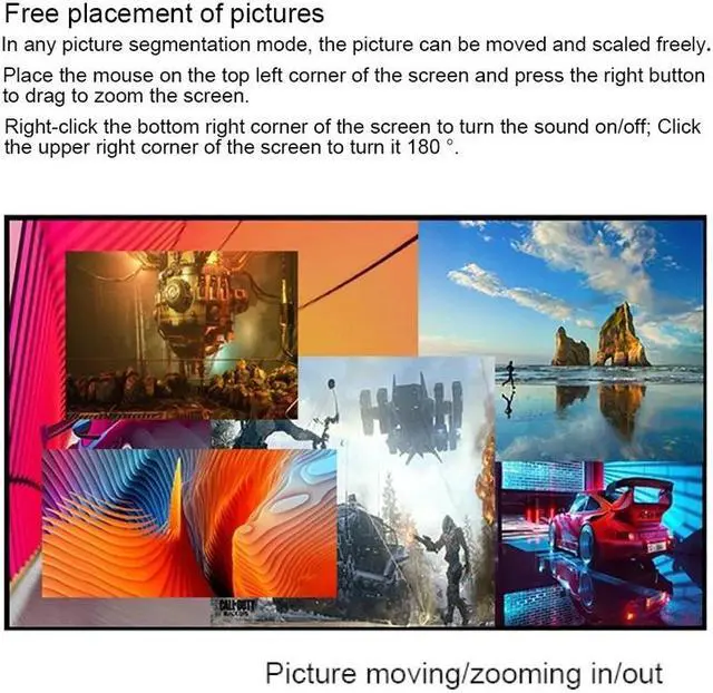 Alt view image 5 of 6 - 6x1 HDMI KVM Multi Viewer 6 In 1 Out Video Multi Viewer with KVM Switcher Support USB Mouse Keyboard with PIP Zoom In Out Rotate