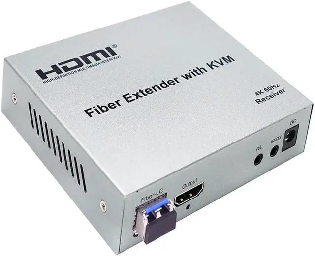 Alt view image 3 of 6 - 20Km 4K 60Hz HDMI KVM Fiber Extender over LC Fiber Optic Cable HDMI over Fiber USB KVM Extender with SFP Support Keyboard Mouse(US Plug)
