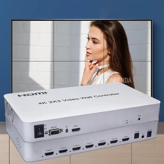 Alt view image 2 of 6 - Video Wall Controller 4K 2x3 HDMI TV Video Wall 6 Display Multi Screen Stitching Processor Switcher Pplicer Support 2x2 1x2 2x1(With US Plug)