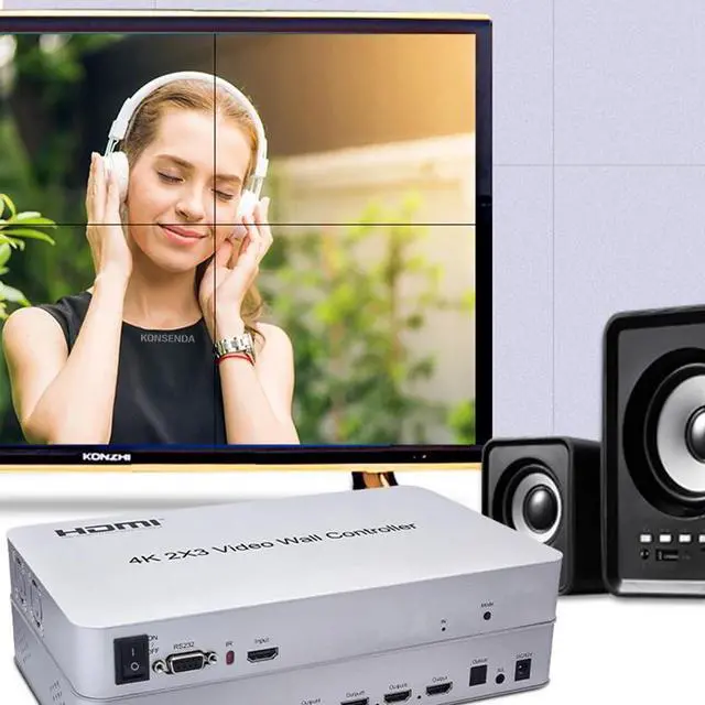 Alt view image 5 of 6 - Video Wall Controller 4K 2x3 HDMI TV Video Wall 6 Display Multi Screen Stitching Processor Switcher Pplicer Support 2x2 1x2 2x1(With US Plug)